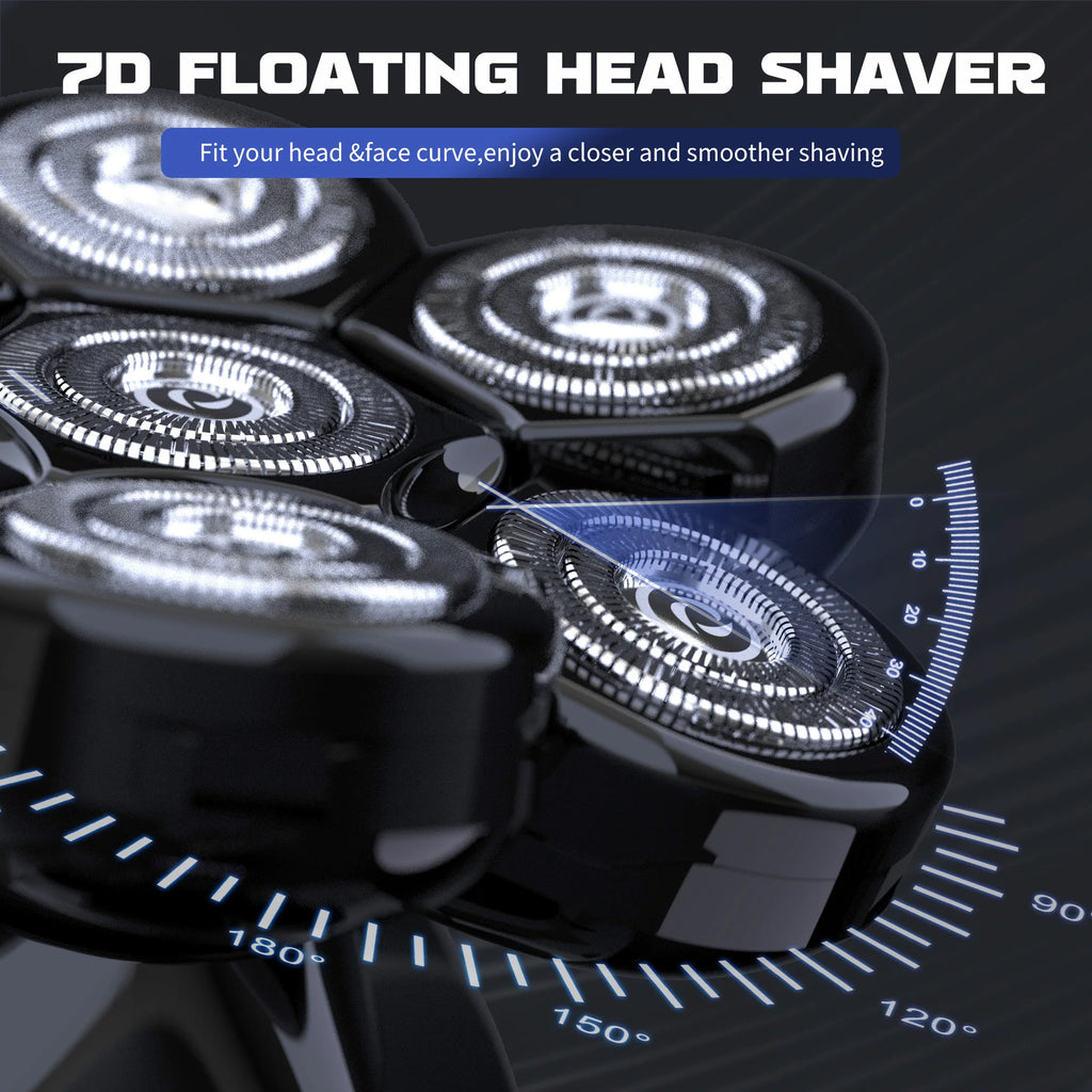 SEJOY Head Shavers for Bald Men Multifunctional 7D 6-in-1 Electric Razor with Nose Hair Trimmer Waterproof Men Grooming Kit