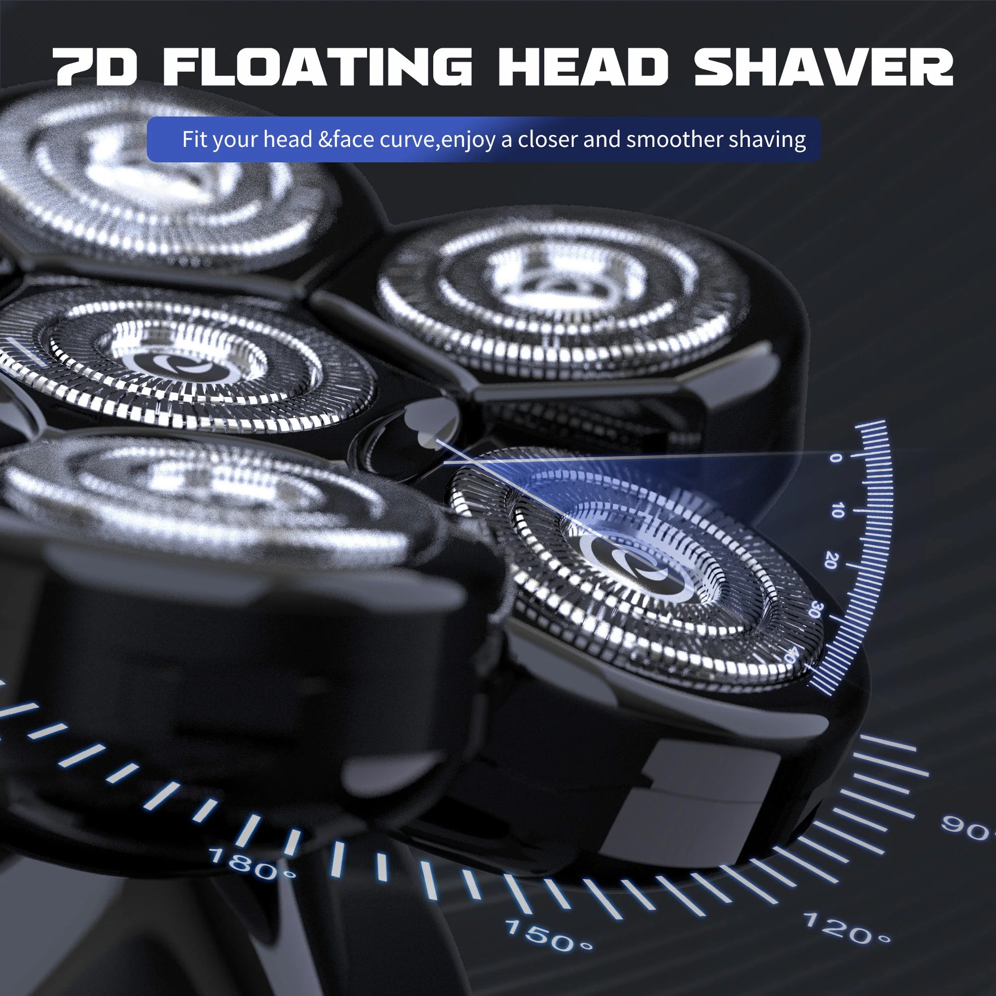 SEJOY Head Shavers for Bald Men Multifunctional 7D 6-in-1 Electric Razor with Nose Hair Trimmer Waterproof Men Grooming Kit