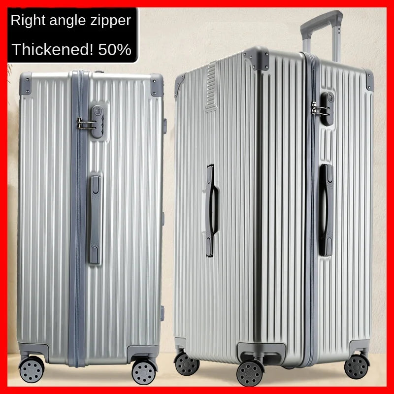 Extra Large 60/100 inch Unisex Luggage Thickened Travel Suitcase with Large Capacity TSA Lock Trolley Case Zipper Aluminum Frame
