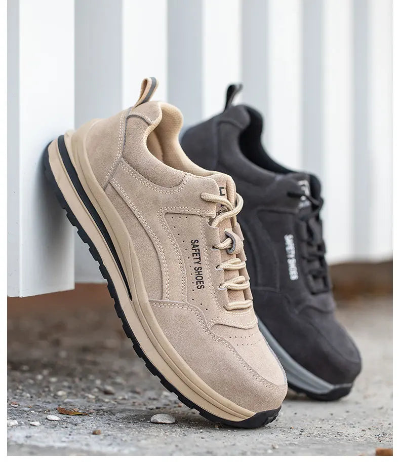 Oulylan Wear Resistant Anti Puncture Sneakers Male Steel Toe Labor Shoes For Work Outdoor Anti Skid Breathable Safety Boots