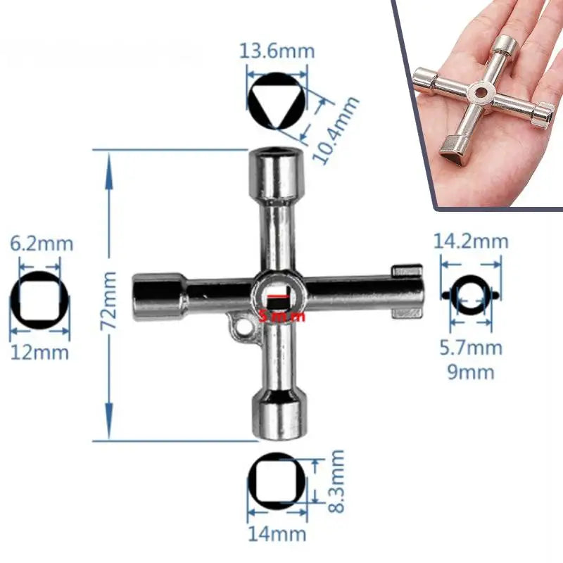 Multifunction 4 Ways Universal Triangle Wrench Key Plumber Keys Triangle For Gas Electric Meter Cabinets Bleed Radiators Tools