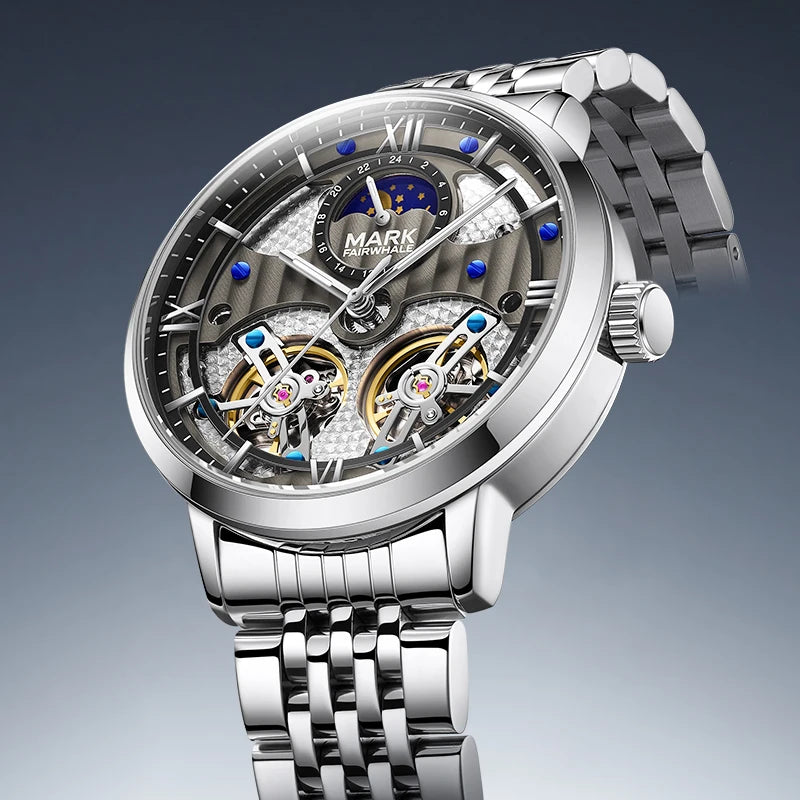 Mark Fairwhale 6023 Luxury Men's Watches Waterproof Luminous Man Clock Chronograph Stainless Steel Mechanical Watches For Men