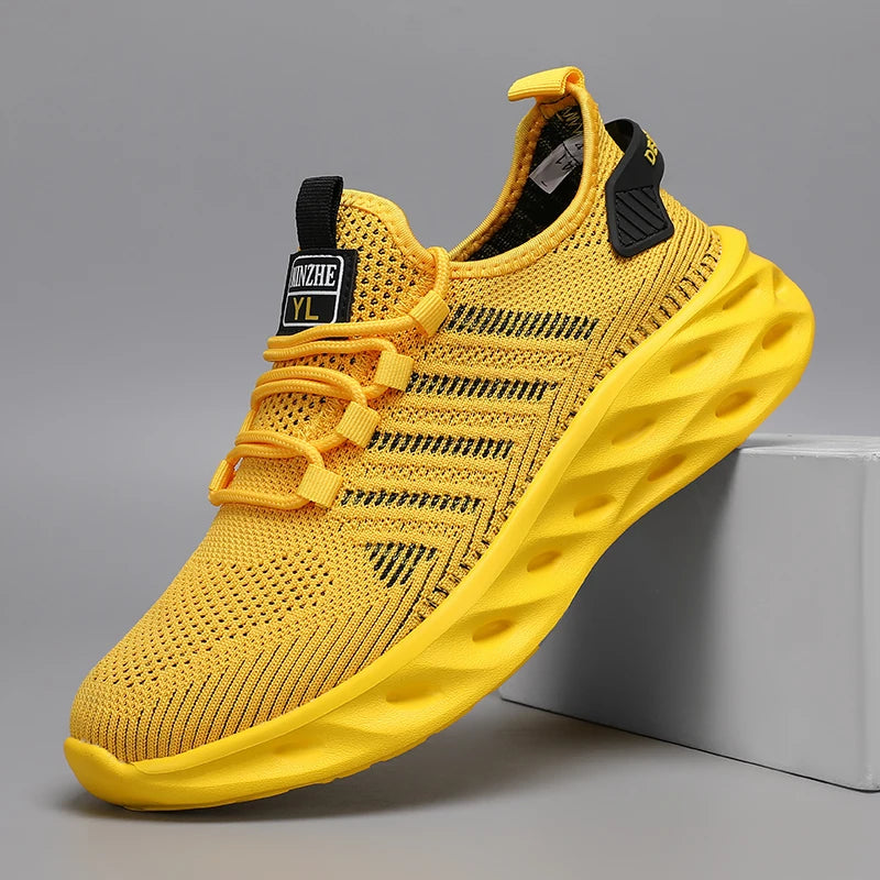 Breathable Men's Running Shoes Lightweight Men's Sports Shoes Non-slip Casual Sneakers Lace-up Comfortable Lining Walking Shoes
