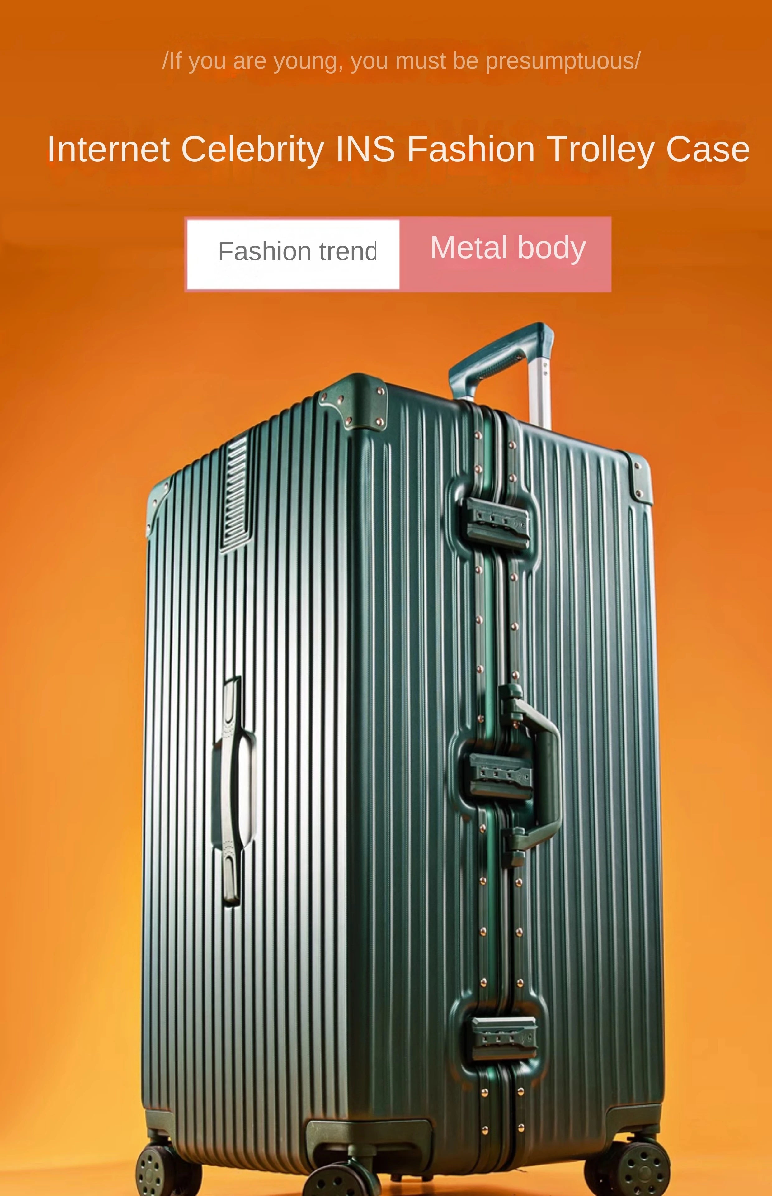 Extra Large 60/100 inch Unisex Luggage Thickened Travel Suitcase with Large Capacity TSA Lock Trolley Case Zipper Aluminum Frame