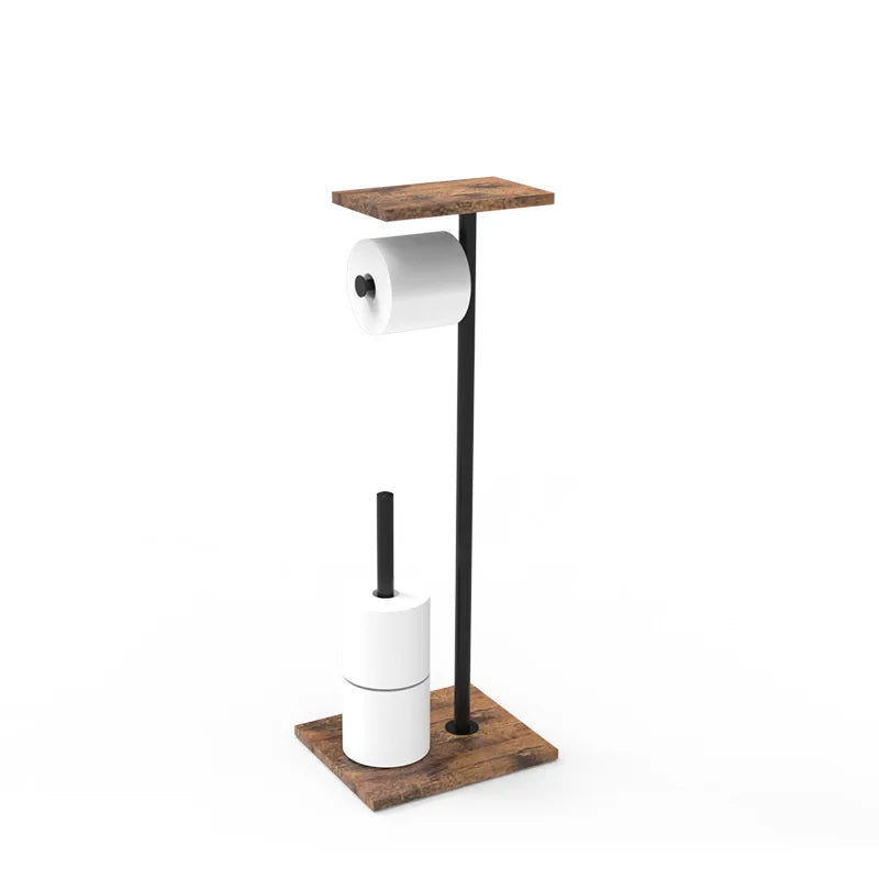 Free Standing Toilet Paper Holder with Shelf, Floor Stand Tissue Dispenser for Mega Rolls, Bathroom Storage Organizer