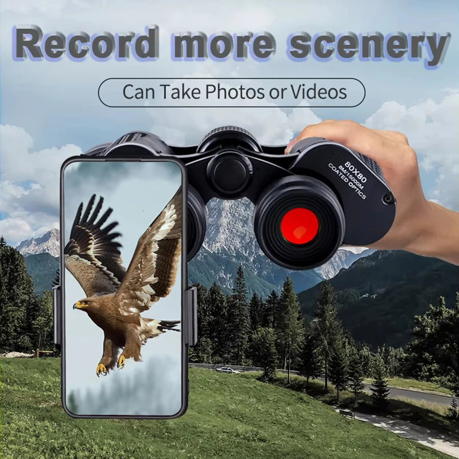 HD Portable Binoculars Professional 80X80 High Magnification Binoculars for Hunting Outdoor Camping Hiking Trips Lightweight