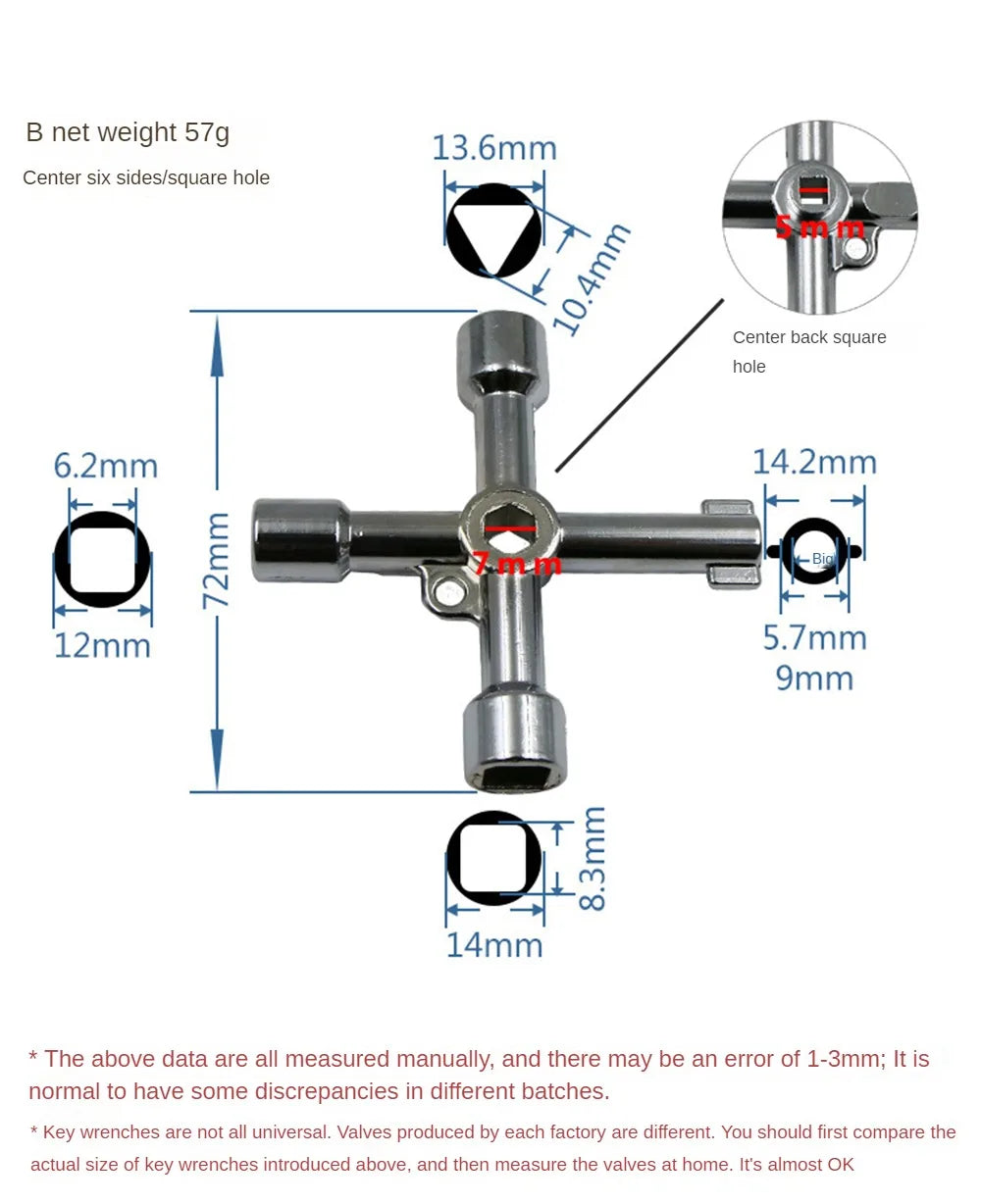 Multifunction 4 Ways Universal Triangle Wrench Key Plumber Keys Triangle For Gas Electric Meter Cabinets Bleed Radiators Tools