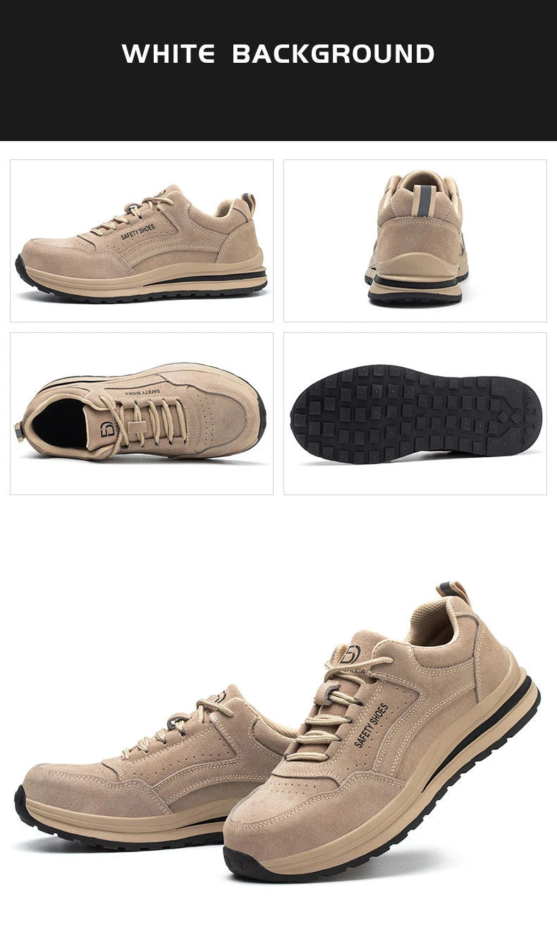Oulylan Wear Resistant Anti Puncture Sneakers Male Steel Toe Labor Shoes For Work Outdoor Anti Skid Breathable Safety Boots