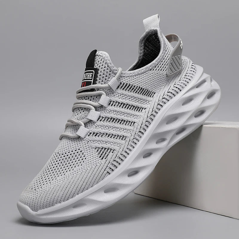 Breathable Men's Running Shoes Lightweight Men's Sports Shoes Non-slip Casual Sneakers Lace-up Comfortable Lining Walking Shoes