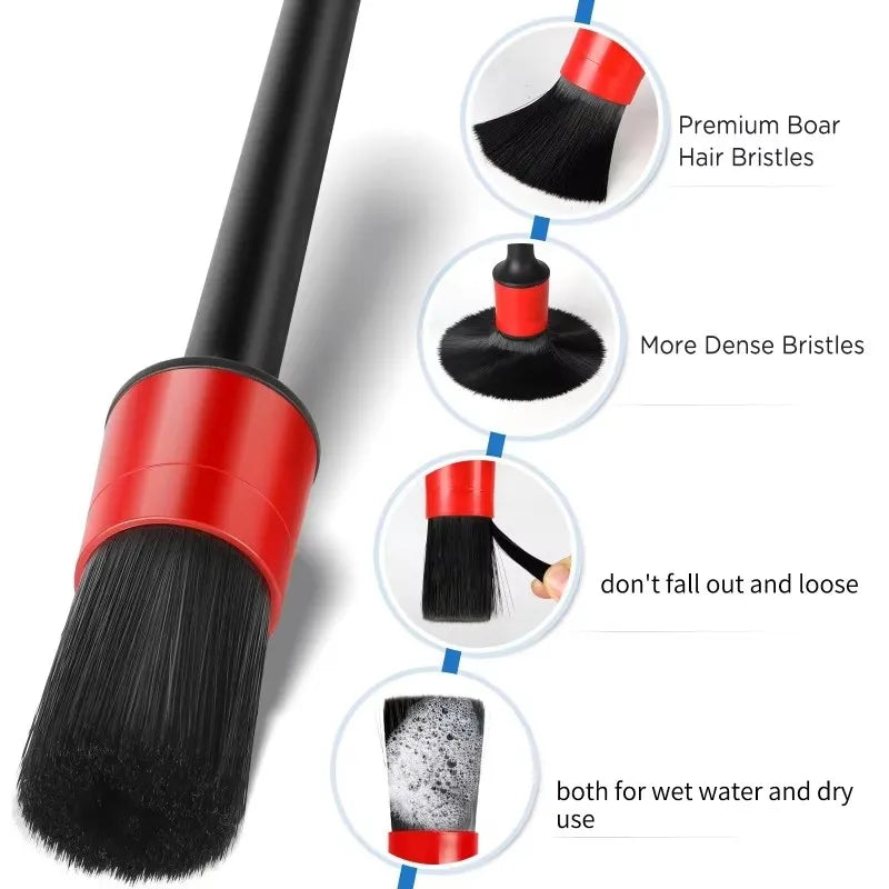 5Pcs Car Cleaning Brush Kit Soft Bristle Detail Brushes For Motorcycle Car Detailing Brush Set Wheel Rims Cleaning Brush Tools