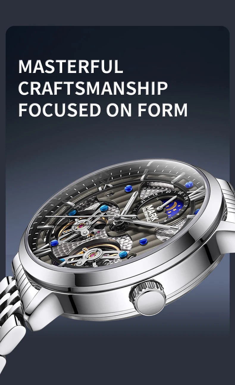 Mark Fairwhale 6023 Luxury Men's Watches Waterproof Luminous Man Clock Chronograph Stainless Steel Mechanical Watches For Men