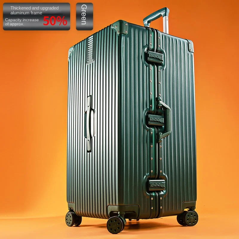 Extra Large 60/100 inch Unisex Luggage Thickened Travel Suitcase with Large Capacity TSA Lock Trolley Case Zipper Aluminum Frame