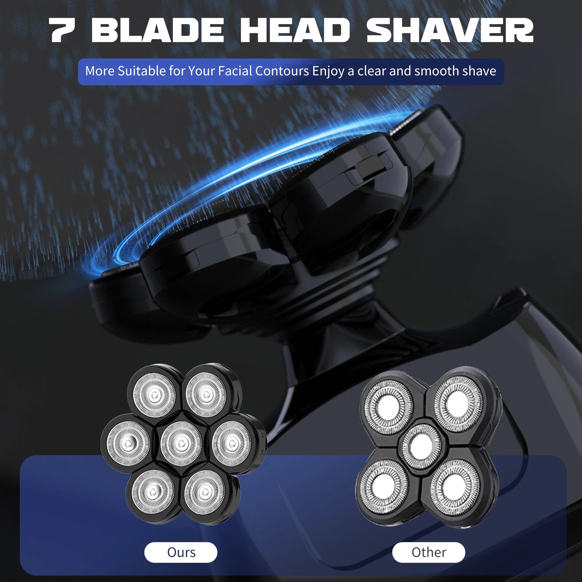 SEJOY Head Shavers for Bald Men Multifunctional 7D 6-in-1 Electric Razor with Nose Hair Trimmer Waterproof Men Grooming Kit