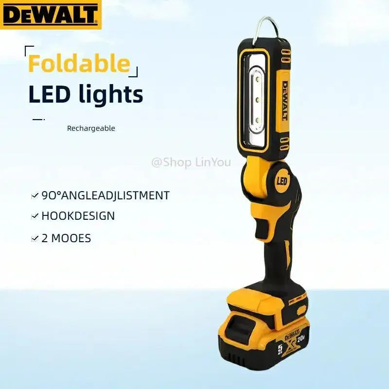 Dewalt 20V Lithium Battery 90 Degree Folding LED Work Light Handheld Multifunctional Portable Camping Torch for Outdoor Camping