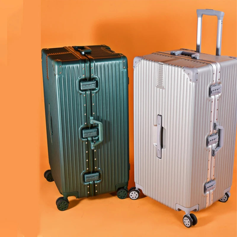 Extra Large 60/100 inch Unisex Luggage Thickened Travel Suitcase with Large Capacity TSA Lock Trolley Case Zipper Aluminum Frame