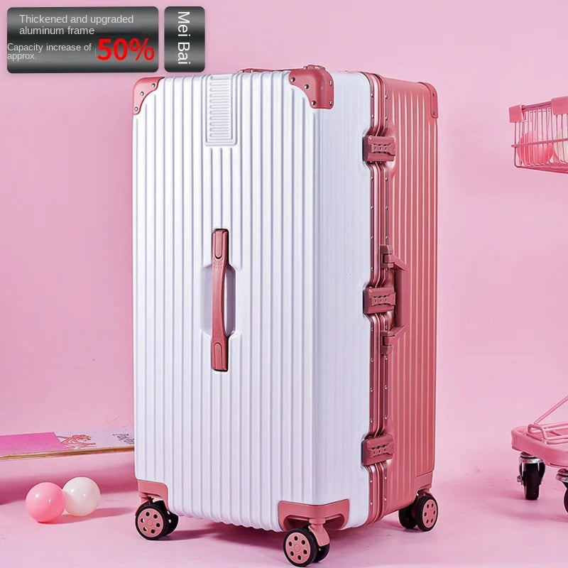 Extra Large 60/100 inch Unisex Luggage Thickened Travel Suitcase with Large Capacity TSA Lock Trolley Case Zipper Aluminum Frame