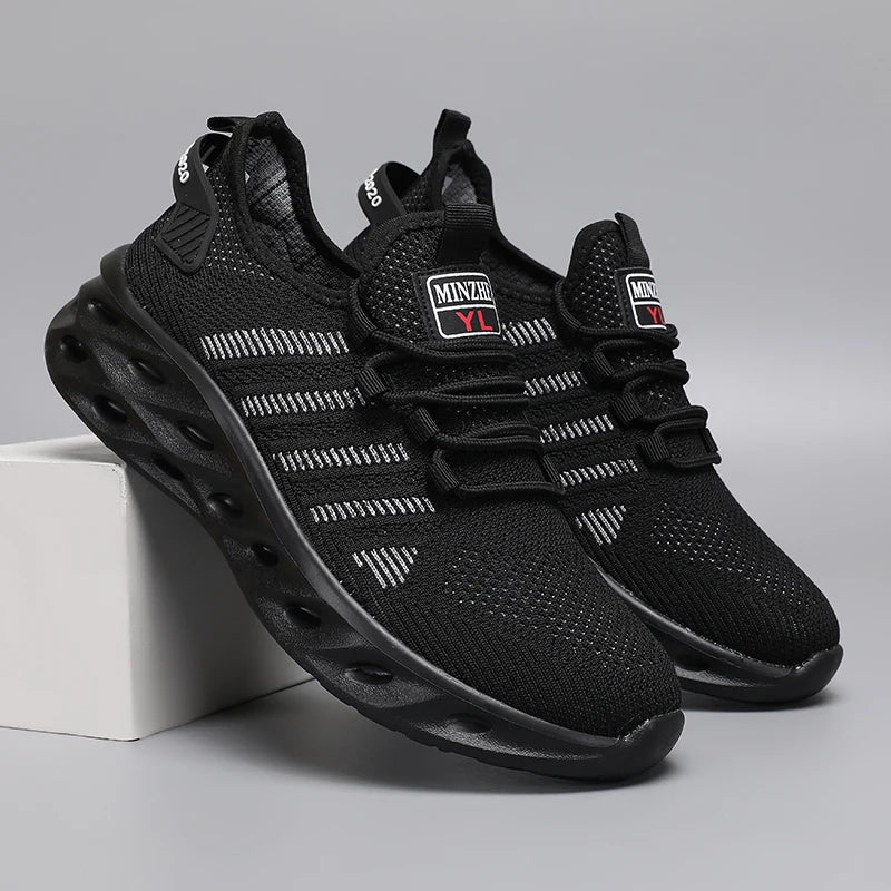 Breathable Men's Running Shoes Lightweight Men's Sports Shoes Non-slip Casual Sneakers Lace-up Comfortable Lining Walking Shoes