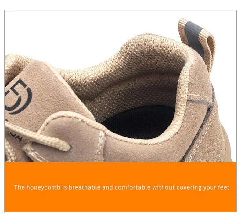 Oulylan Wear Resistant Anti Puncture Sneakers Male Steel Toe Labor Shoes For Work Outdoor Anti Skid Breathable Safety Boots