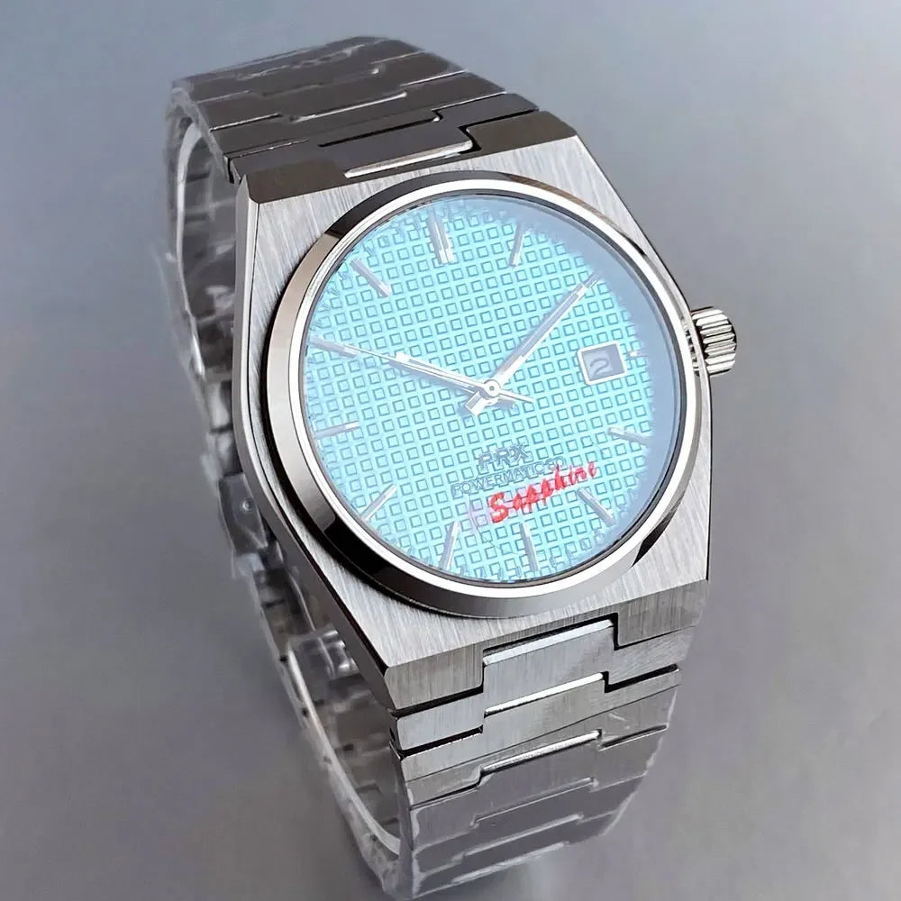 Tandorio 40mm PRX Sapphire Crystal Automatic Men Mechanical Watch 100m Waterproof Japan NH35 Movement Watch Black Texture Dial