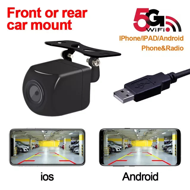 Car Wifi5 Camera Wireless Car Rear View Reverse Backup Camera Front view Camera USB Power Supply 5V  Wireless Reversing Camera