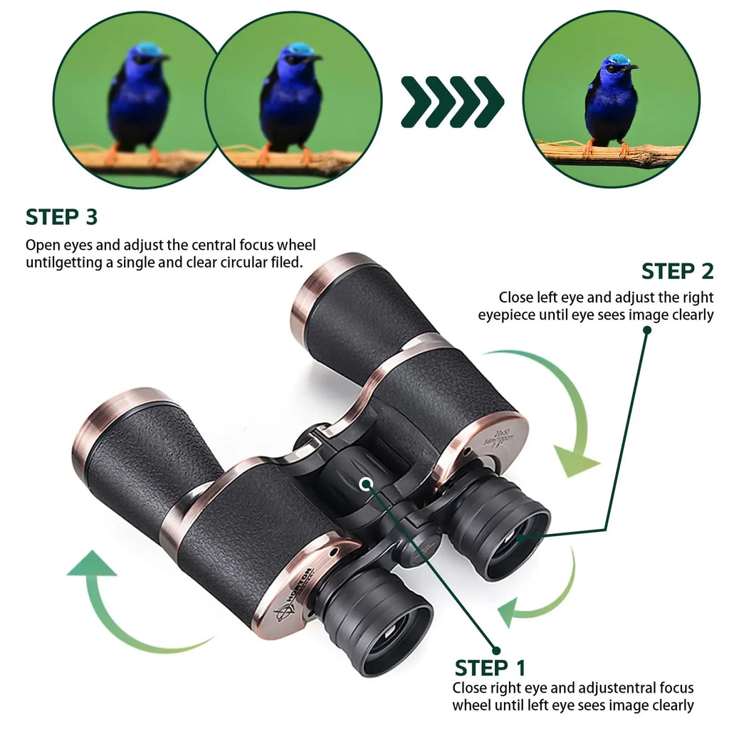 HD Binoculars 20x50 for Adults Waterproof Professional Binoculars Large View Telescope With Clear Low Light Vision Outdoor Sport