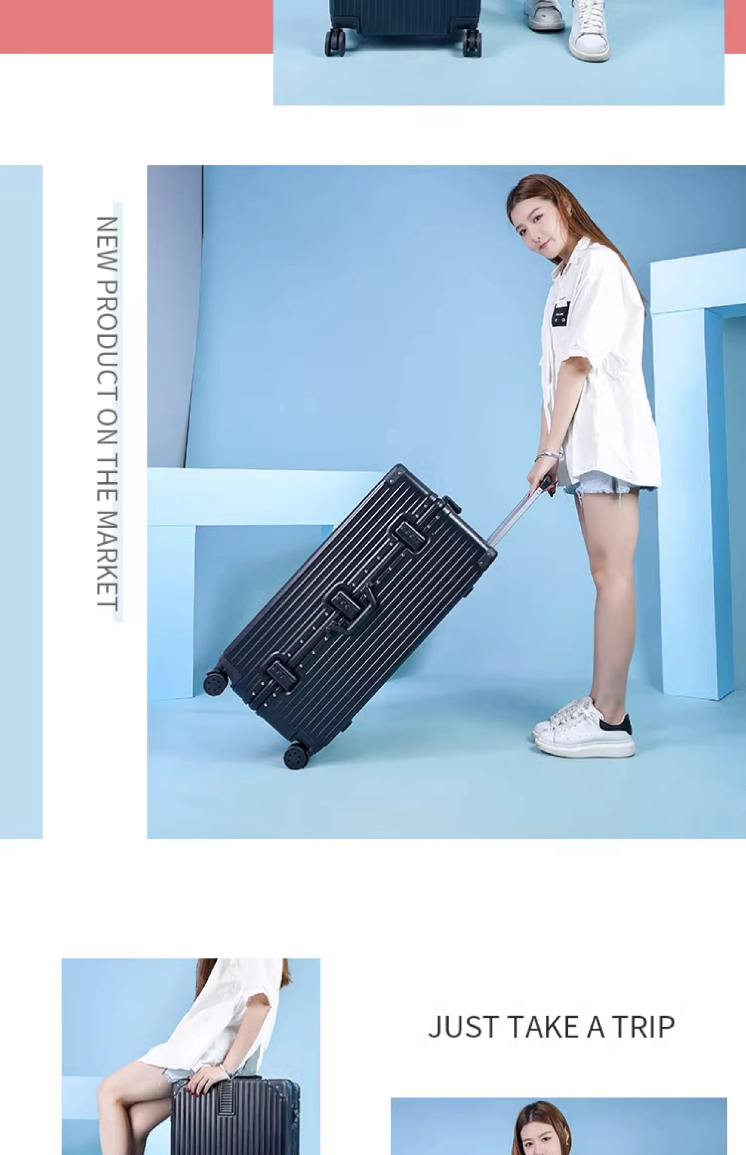 Extra Large 60/100 inch Unisex Luggage Thickened Travel Suitcase with Large Capacity TSA Lock Trolley Case Zipper Aluminum Frame