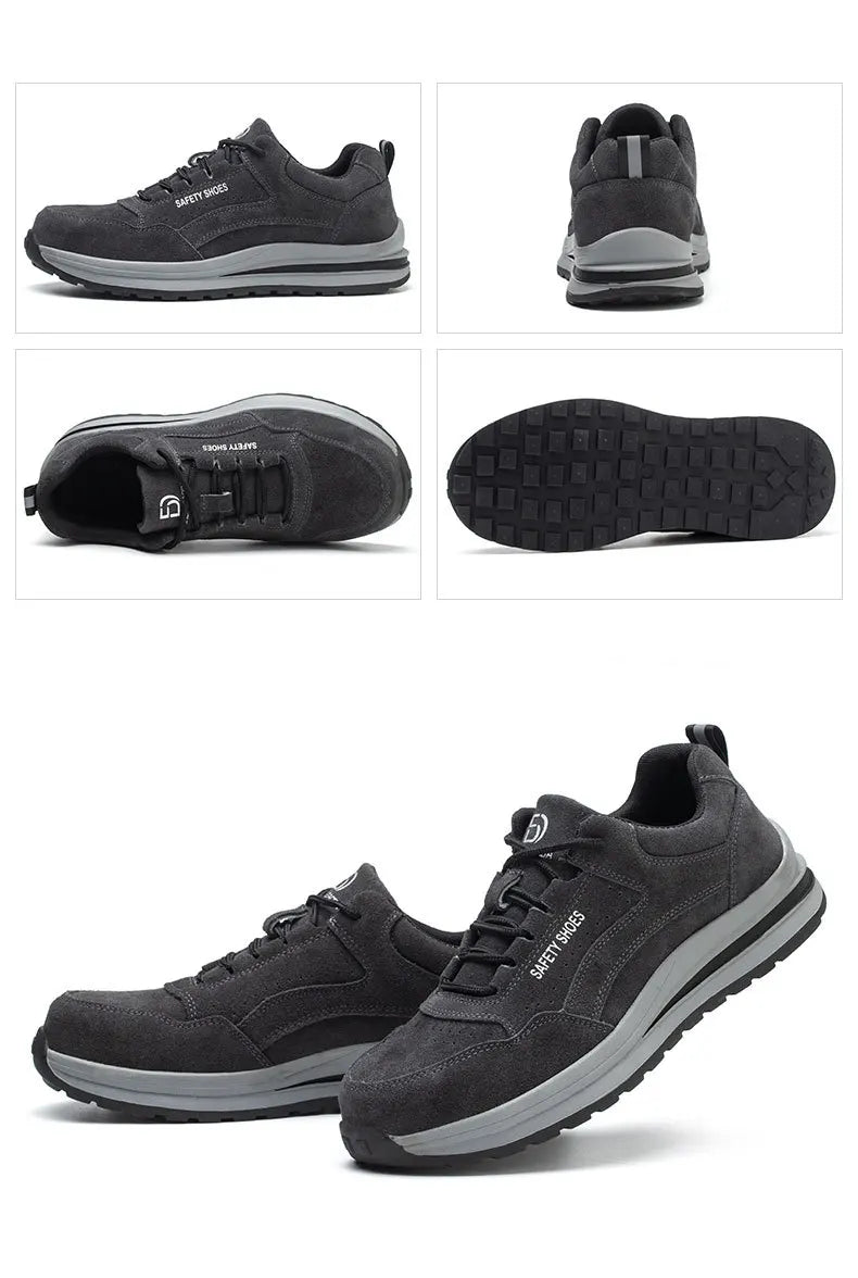 Oulylan Wear Resistant Anti Puncture Sneakers Male Steel Toe Labor Shoes For Work Outdoor Anti Skid Breathable Safety Boots