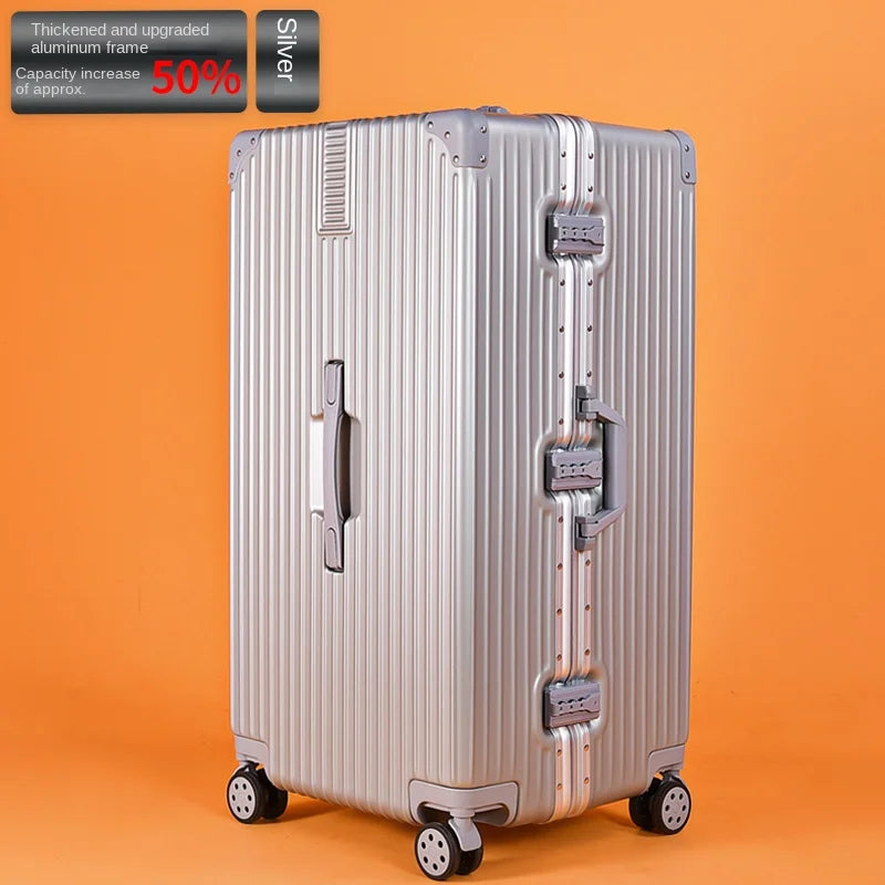 Extra Large 60/100 inch Unisex Luggage Thickened Travel Suitcase with Large Capacity TSA Lock Trolley Case Zipper Aluminum Frame