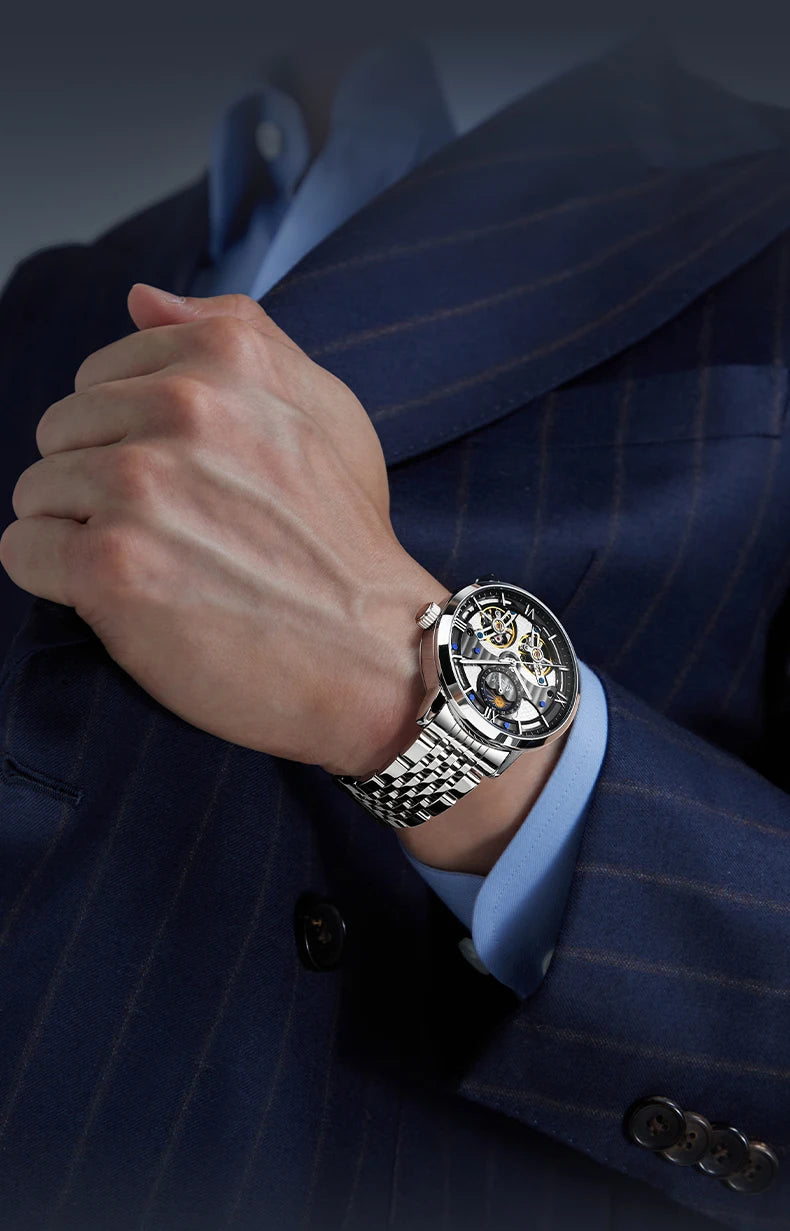 Mark Fairwhale 6023 Luxury Men's Watches Waterproof Luminous Man Clock Chronograph Stainless Steel Mechanical Watches For Men