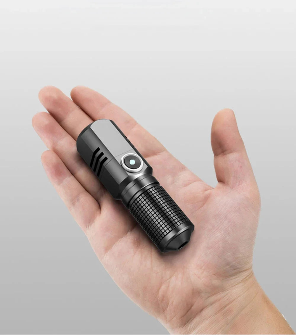 Super Bright Mini LED Flashlight USB Rechargeable Zoom Tactical Flashlight 3 Lighting Mode Outdoor Camping Fishing Torch