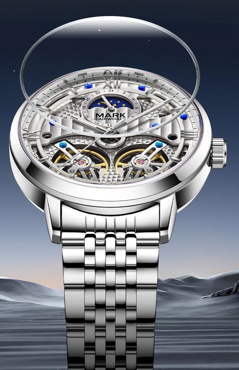 Mark Fairwhale 6023 Luxury Men's Watches Waterproof Luminous Man Clock Chronograph Stainless Steel Mechanical Watches For Men