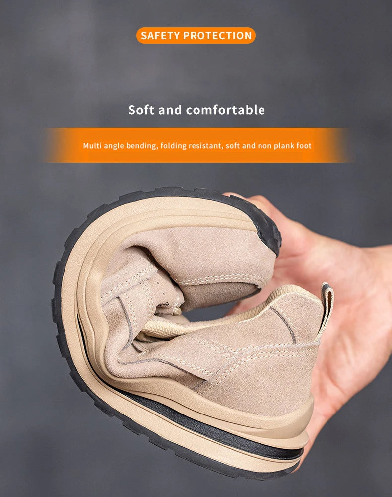 Oulylan Wear Resistant Anti Puncture Sneakers Male Steel Toe Labor Shoes For Work Outdoor Anti Skid Breathable Safety Boots