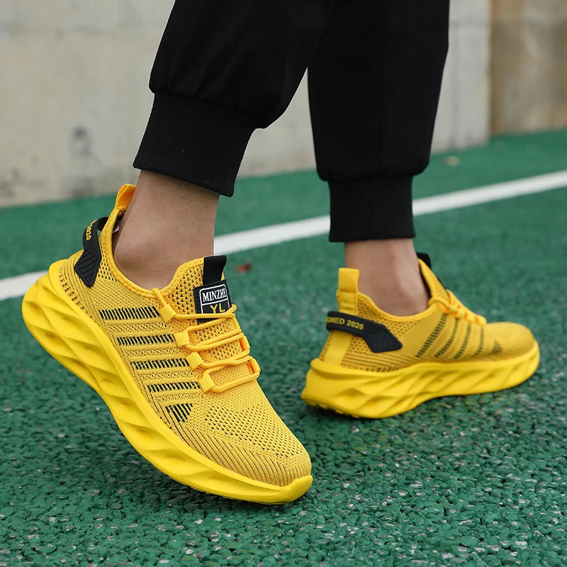 Breathable Men's Running Shoes Lightweight Men's Sports Shoes Non-slip Casual Sneakers Lace-up Comfortable Lining Walking Shoes