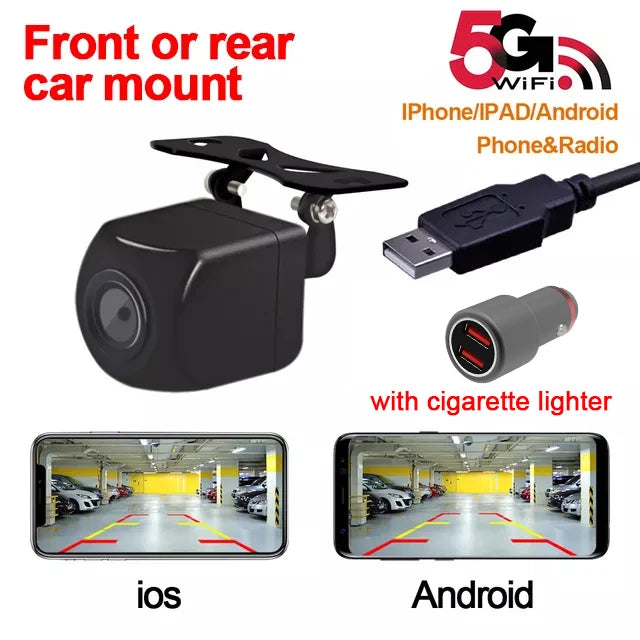 Car Wifi5 Camera Wireless Car Rear View Reverse Backup Camera Front view Camera USB Power Supply 5V  Wireless Reversing Camera