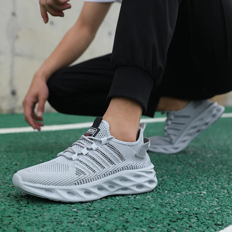 Breathable Men's Running Shoes Lightweight Men's Sports Shoes Non-slip Casual Sneakers Lace-up Comfortable Lining Walking Shoes