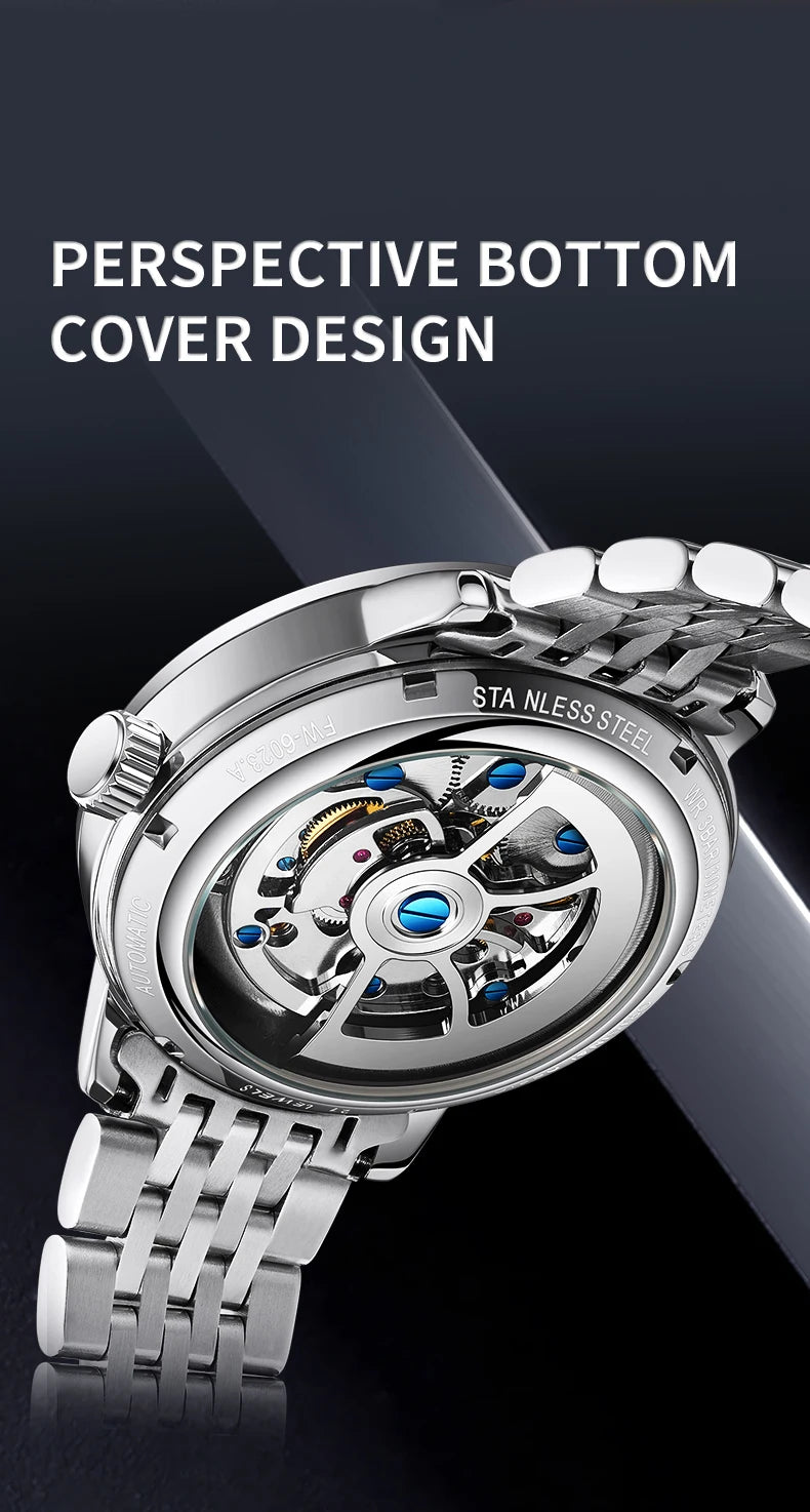 Mark Fairwhale 6023 Luxury Men's Watches Waterproof Luminous Man Clock Chronograph Stainless Steel Mechanical Watches For Men