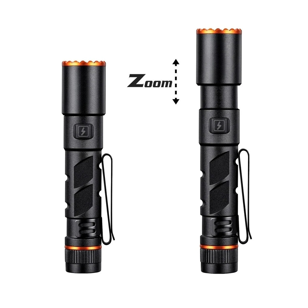 Mini Zoom EDC High Bright Pen Flashlight USB Rechargeable Magnet Portable Small Torch Outdoor Camping Hiking Emergency Lighting