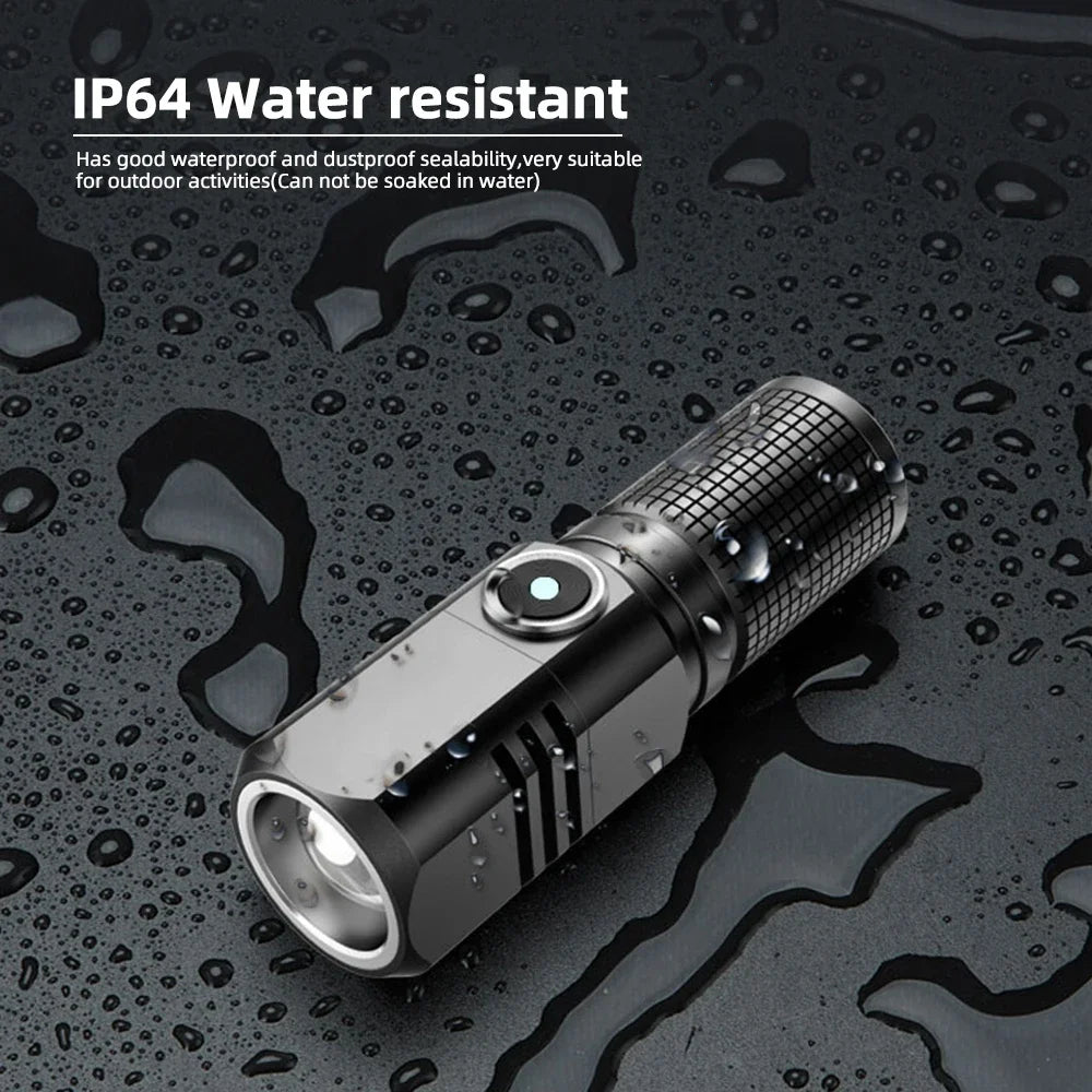 Super Bright Mini LED Flashlight USB Rechargeable Zoom Tactical Flashlight 3 Lighting Mode Outdoor Camping Fishing Torch