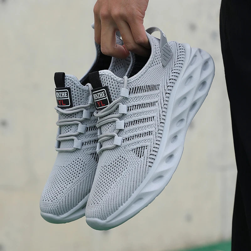 Breathable Men's Running Shoes Lightweight Men's Sports Shoes Non-slip Casual Sneakers Lace-up Comfortable Lining Walking Shoes