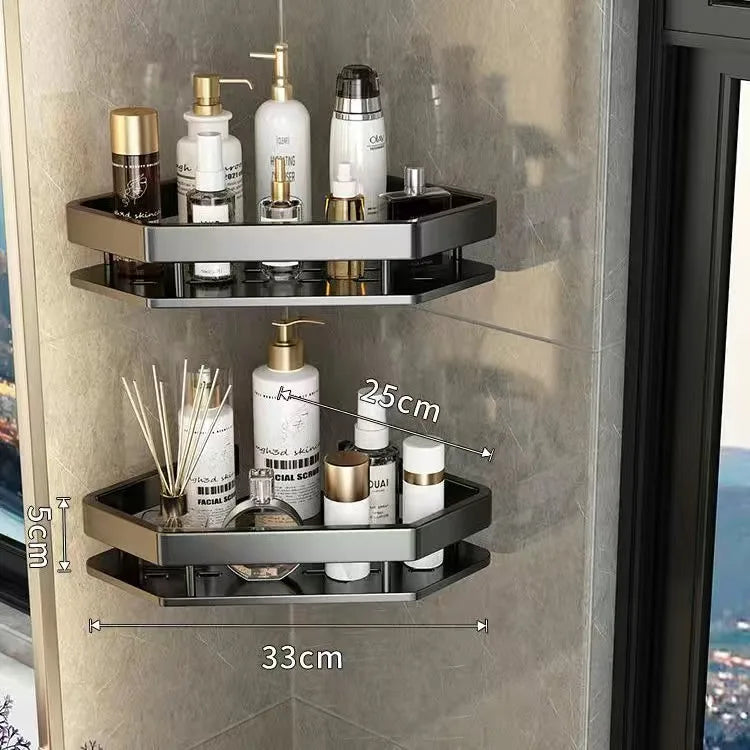 Bathroom Shelf Shelves Punch-free Corner Rack Wall Mounted Shampoo Storage Aluminum Holder Kitchen Bathroom Organizer Accessorie