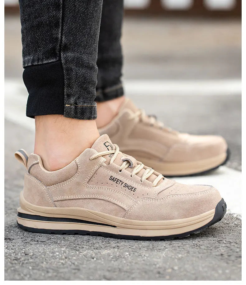 Oulylan Wear Resistant Anti Puncture Sneakers Male Steel Toe Labor Shoes For Work Outdoor Anti Skid Breathable Safety Boots