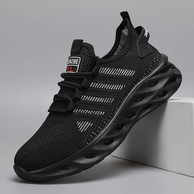 Breathable Men's Running Shoes Lightweight Men's Sports Shoes Non-slip Casual Sneakers Lace-up Comfortable Lining Walking Shoes