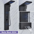 Rozin Black Shower Column LED Rainfall Bathroom Faucet with Massage Jet Bath Panel System  5 Modes Waterfall Hot Cold Mixer Tap
