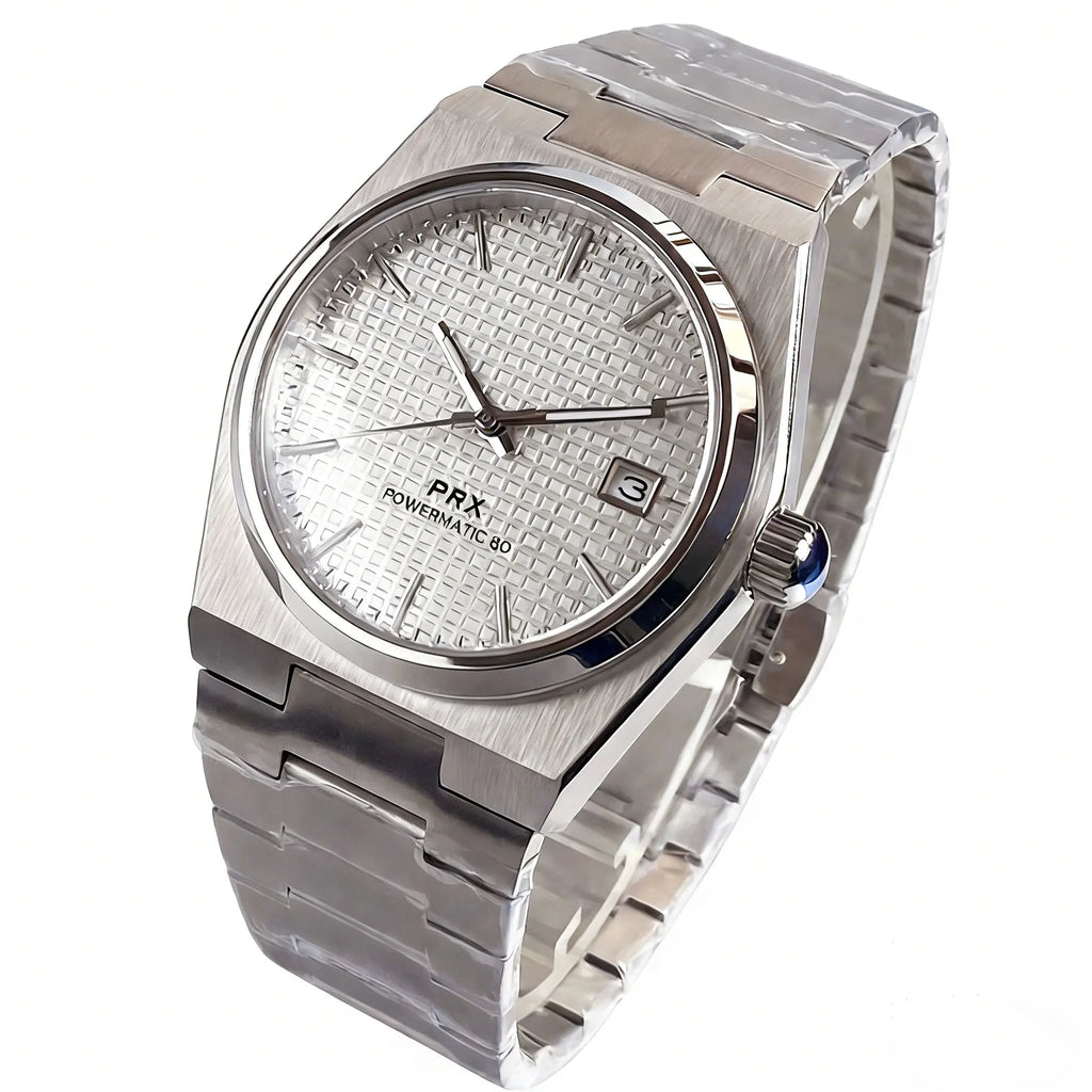 Tandorio 40mm PRX Sapphire Crystal Automatic Men Mechanical Watch 100m Waterproof Japan NH35 Movement Watch Black Texture Dial