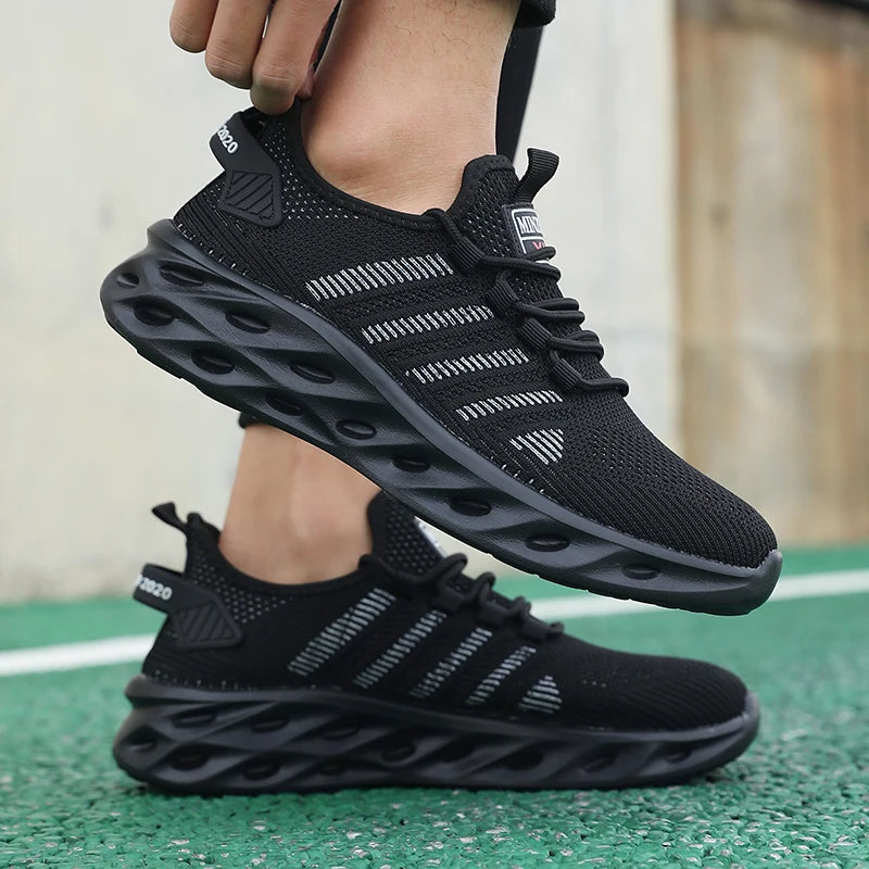 Breathable Men's Running Shoes Lightweight Men's Sports Shoes Non-slip Casual Sneakers Lace-up Comfortable Lining Walking Shoes