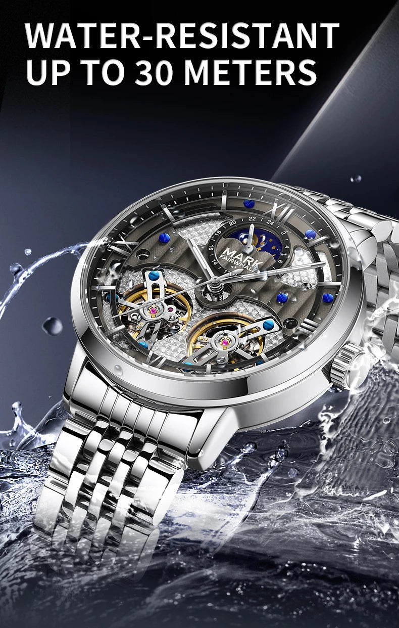 Mark Fairwhale 6023 Luxury Men's Watches Waterproof Luminous Man Clock Chronograph Stainless Steel Mechanical Watches For Men