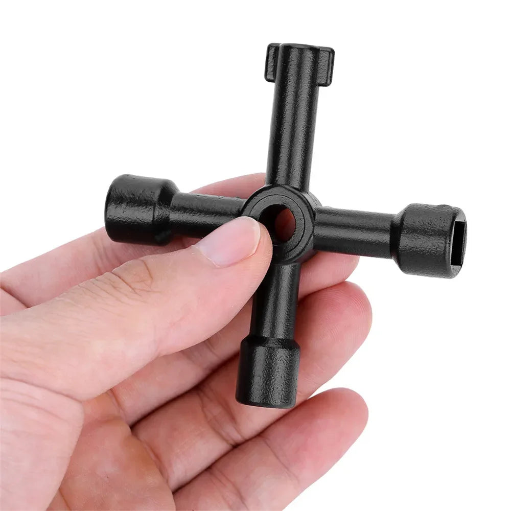 4 in 1 Multifunction Electrician Plumber Cross Switch Wrench Tool Universal Square Triangle Key for Gas Train Bleed Radiator