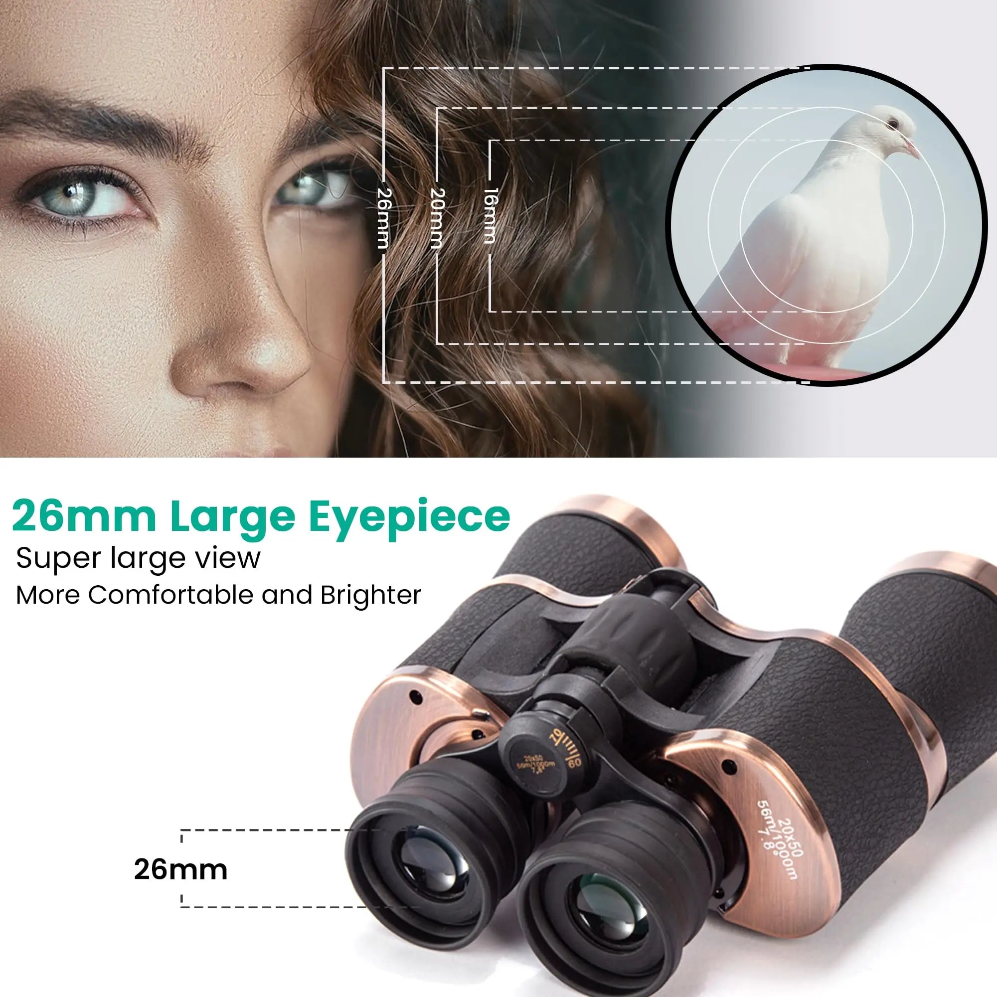 HD Binoculars 20x50 for Adults Waterproof Professional Binoculars Large View Telescope With Clear Low Light Vision Outdoor Sport